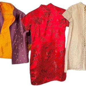 A Group Of Three Vintage Women’s Asian Silk Garments Women